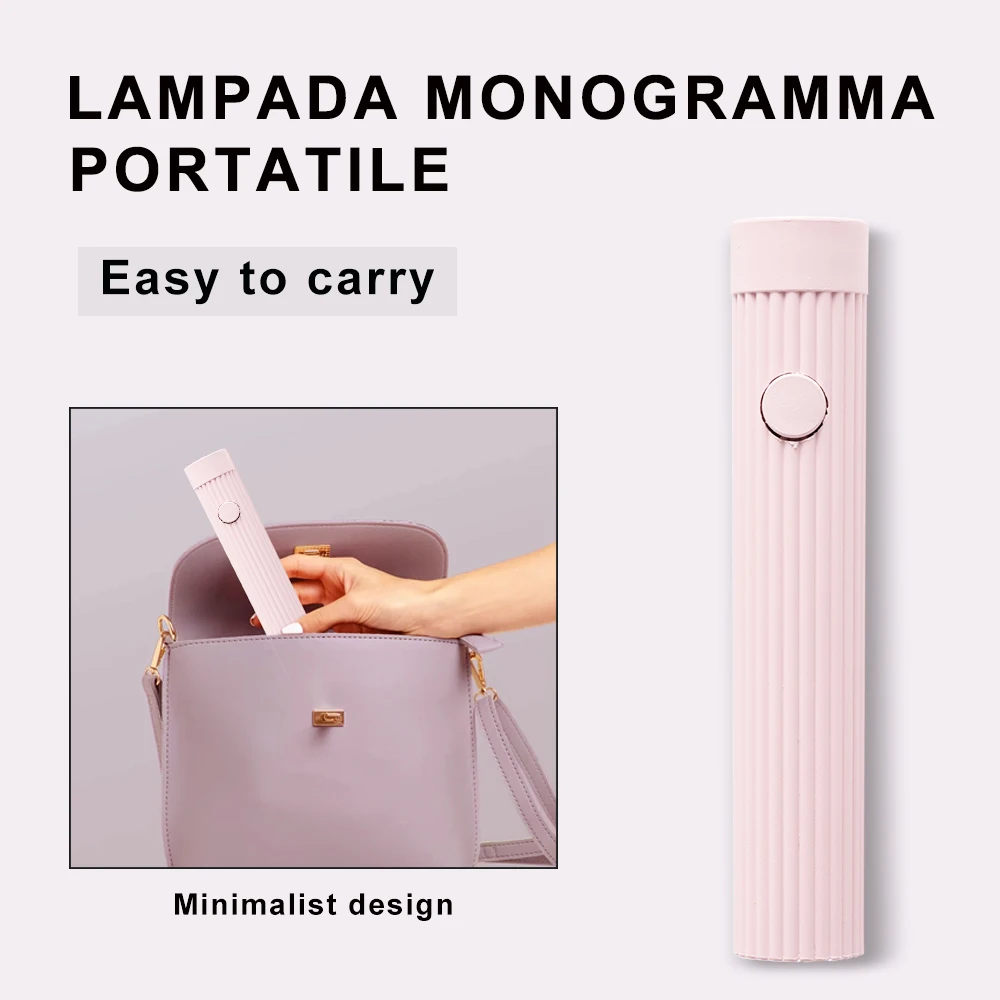 Handheld nagel UV-lamp Mini 3W nagellicht Draagbare draadloze oplaadbare manicurelamp voor snel uithardende nagelgel Wit roze kleur