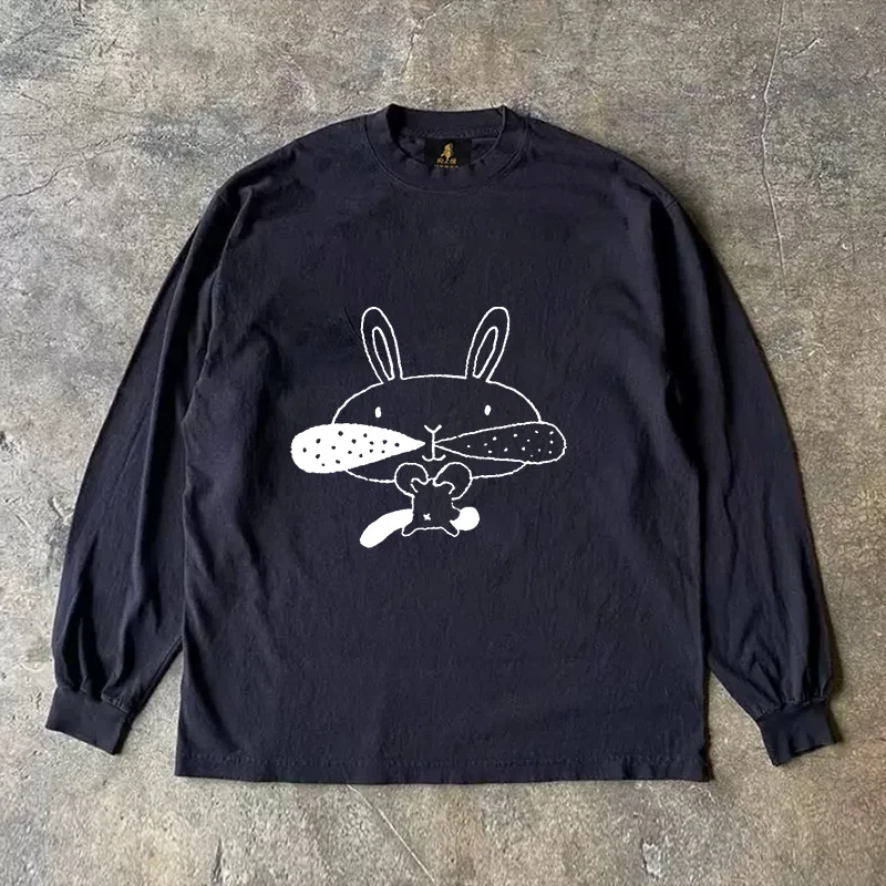Long Sleeve T-Shirt 310 Pure Cotton Double Thread Women's Style Three Needle Charitable Fundraising Upward Hero American Couple