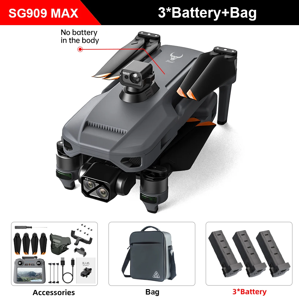 Teeggi SG909 MAX GPS-drone met 4K-camera 6 km touchscreen RC professionele drone 360 °   obstakelvermijding Opvouwbare RC Quadcopter