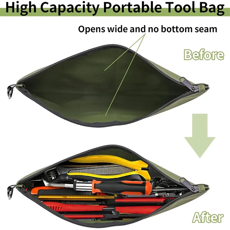 Wasserdichte Werkzeugtasche mit Reißverschluss, Multifunktionstasche, verschleißfeste Werkzeug-Organizer für Camping, Holzbearbeitung, Elektriker, Gartenarbeit – Detail 3