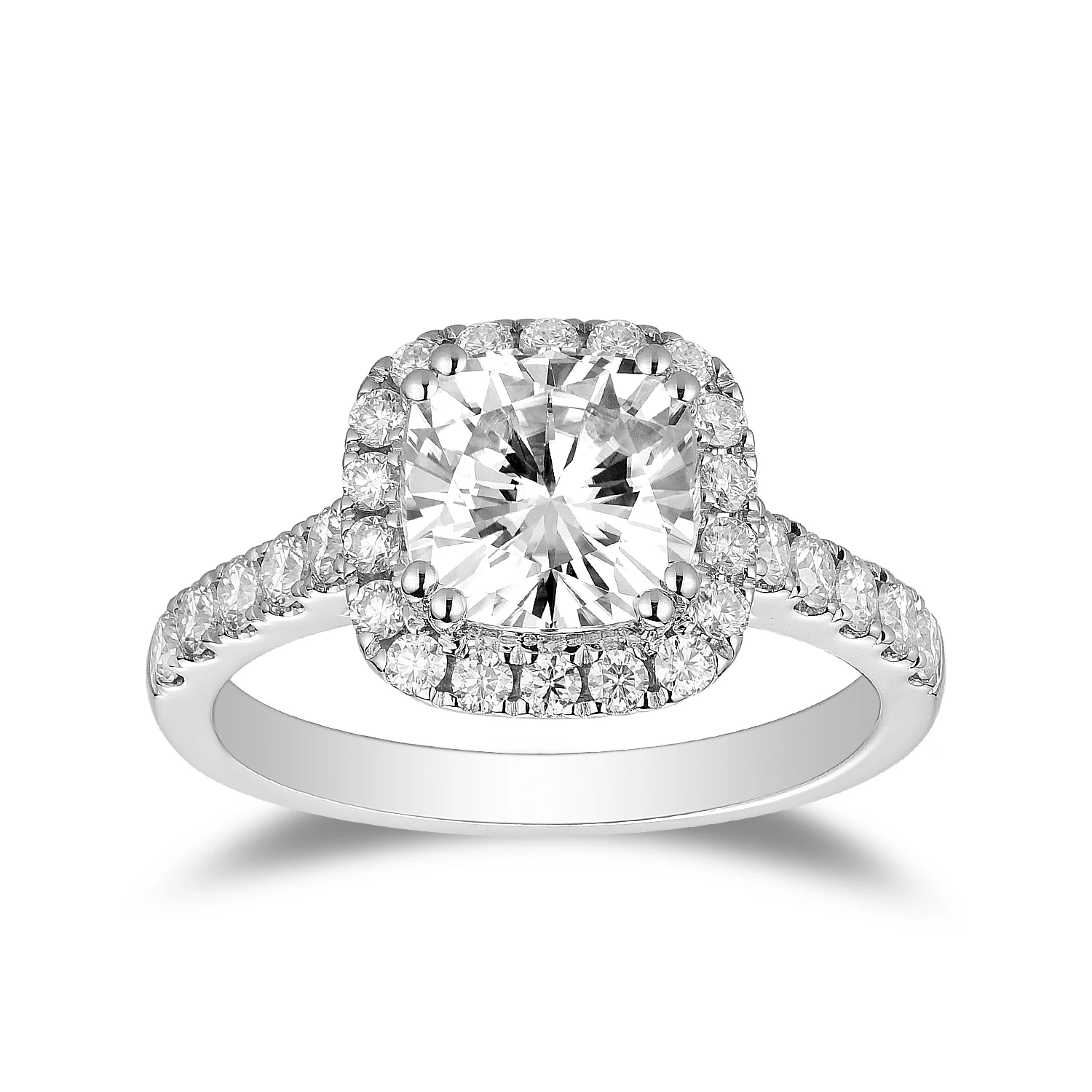 

Seasons of Shine 18K White Gold Plated 925 Silver 2ct Moissanite Engagement Wedding Ring for Women Eternity Stackable Matching