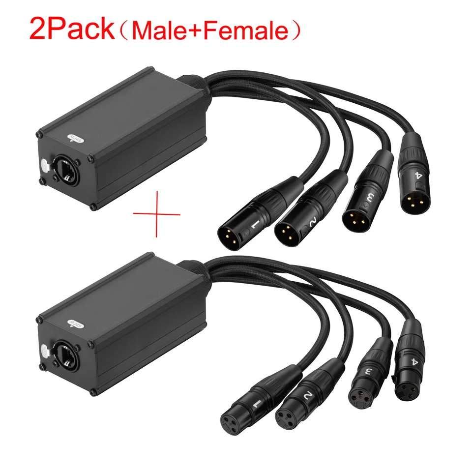 Bochara 25 cm 4 Kanaals 3Pin XLR Audio/DMX Over Netwerkkabel naar RJ45 Extender voor Stage Sound Verlichting en Opnamestudio