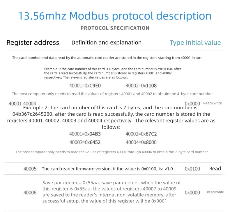 New Product Waterproof 24V NFC RS485 Modbus RTU Card Reader 13.56Mhz/125khz IC RFID Modbus RTU PLC Card Reader Device Proximity