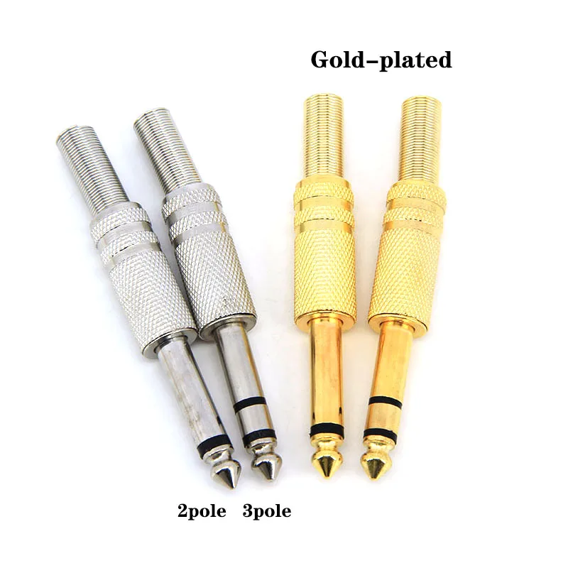 โลหะชุบทอง 6.35 มม.ปลั๊กแจ็ค 6.5 ชาย Mono Audio 6.5 อะแดปเตอร์ 1/4 นิ้วบัดกรีสเตอริโอสายไมโครโฟน L1