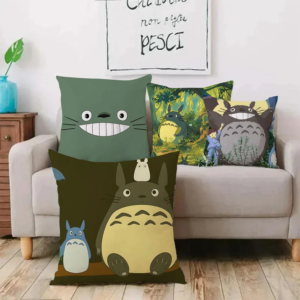 Hot Anime Lovely T-Totoroes Pillow Covers Cartoon Sofa Decorative Home Double-sided Printing Short Plush Cute Cushion Cover