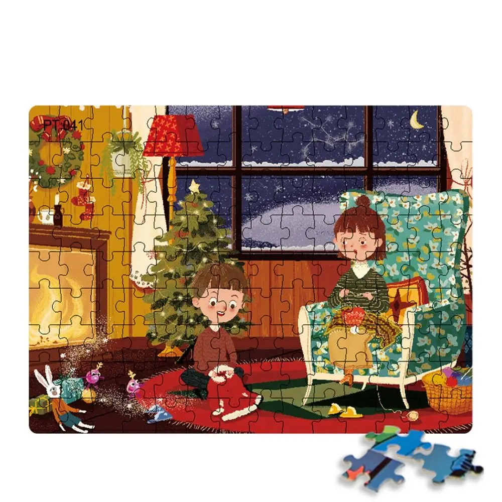 

Intellectually Beneficial Christmas Jigsaw Puzzle Early Educational Paper 126 Pieces Puzzle Montessori Baby Puzzle Toys