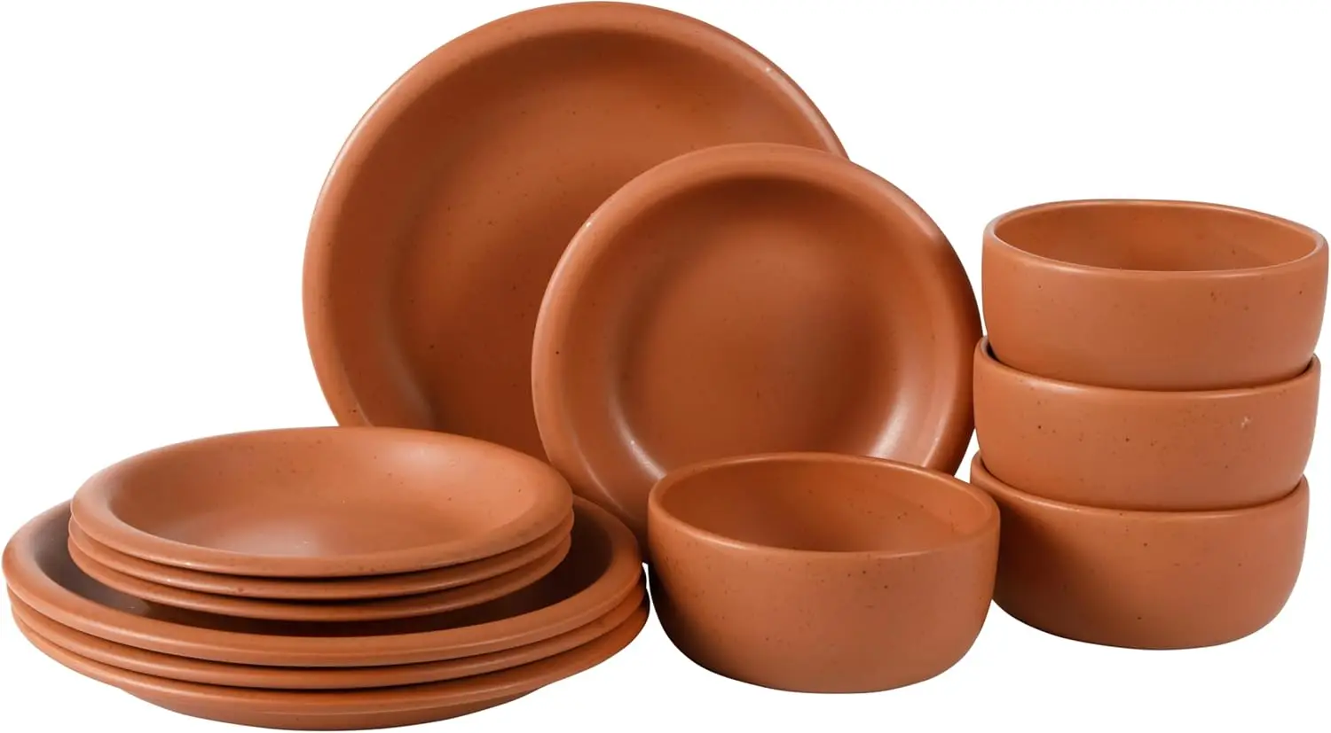 

Oprah's Favorite Things - Corsica Clay 12 Piece Stoneware Rustic Reactive Glaze Dinnerware Set - Stackable Plates and Bowls Set.