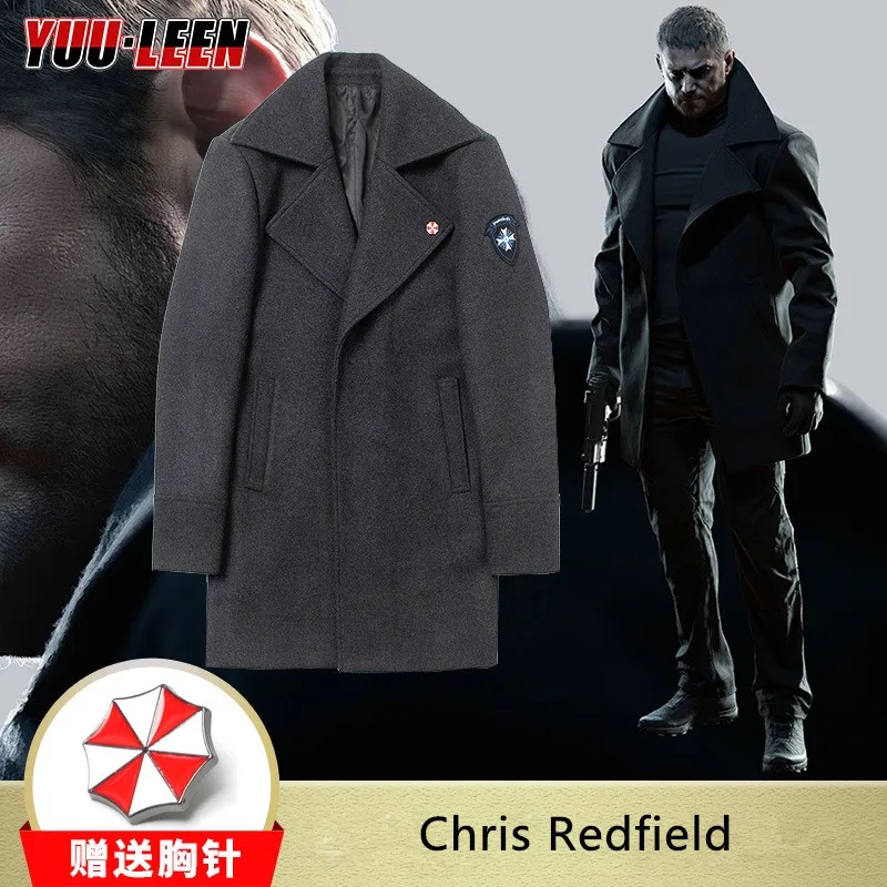 

Biohazard 8 Village Chris Redfield Cosplay Costume Handsome Overcoat Windbreaker Men's Mid Length Autumn Winter