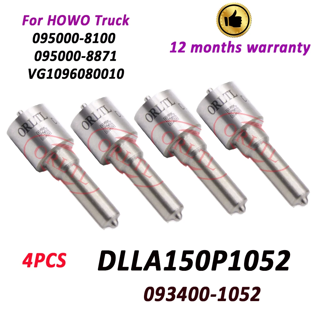 

4 PCS ORLTL Diesel Injector Nozzle DLLA150P1052 0934001052 Nozzle DLLA 150P 1052 093400-1052 For HOWO Truck 095000-8100 8871