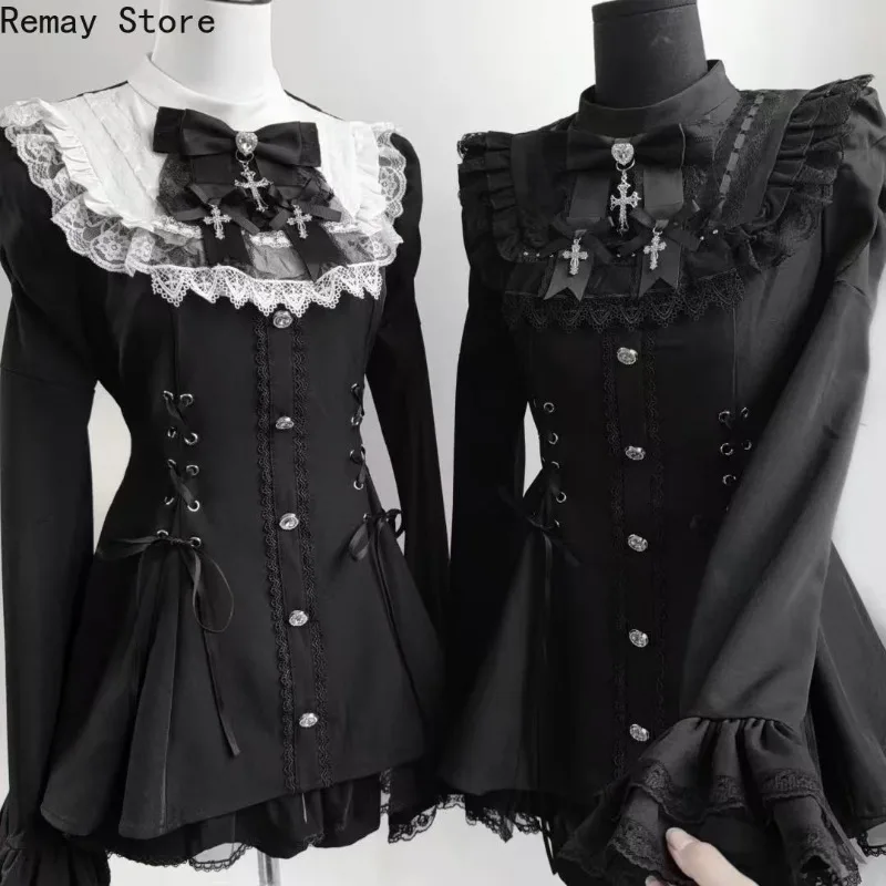 Japanese Sweet Elegant Women's 2 Piece Sets Design Lace Patchwork Y2k Tops + Shorts Skirts Fashion Female Punk Outfits New 2025