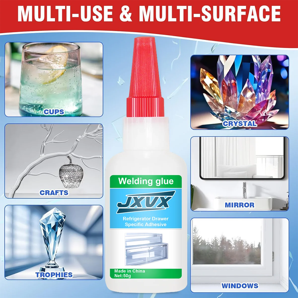 Colla trasparente per riparazioni, Adesivo cianoacrilato istantaneo ad aggancio rapido Pelle Gomma Legno Metallo Ideale per piccole spazi Colla liquida sottile, Asciugatura rapida