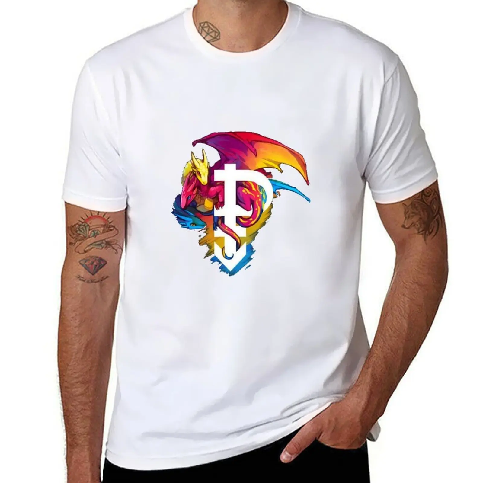 pansexual dragon T-Shirt man t shirt luxury t shirts for man cotton funny T-Shirt