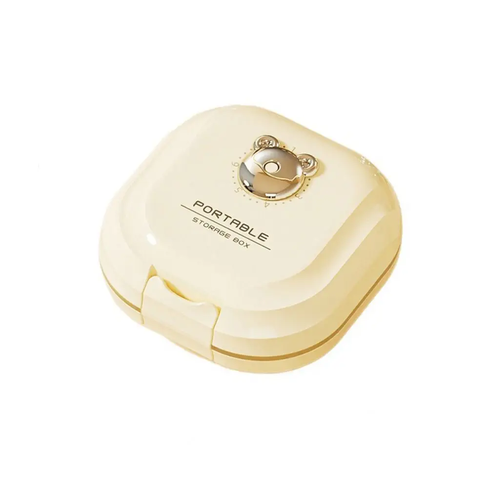 منظم تخزين حلي الدب الكرتوني مع حجرة منفصلة، منظم مجوهرات صغير لطيف مقاوم للغبار ومتين #5