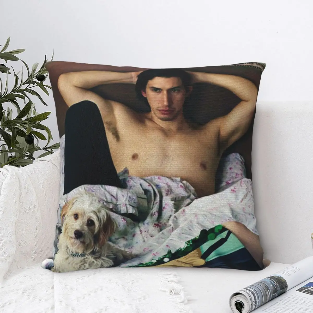 Adam Fahrer Mit Hund Photosession Platz Kissen Polyester Kissen Abdeckung Samt Kissen Decor Komfort Werfen Kissen Für Home