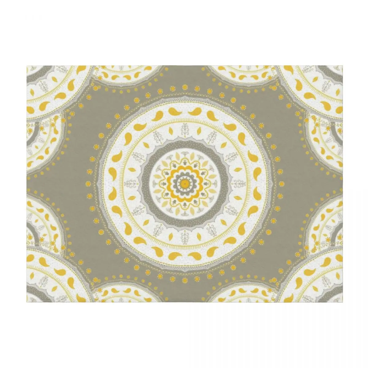 

Gray Yellow White Mandalas Throw Blanket funny gift valentine gift ideas for sofa Thins Blankets
