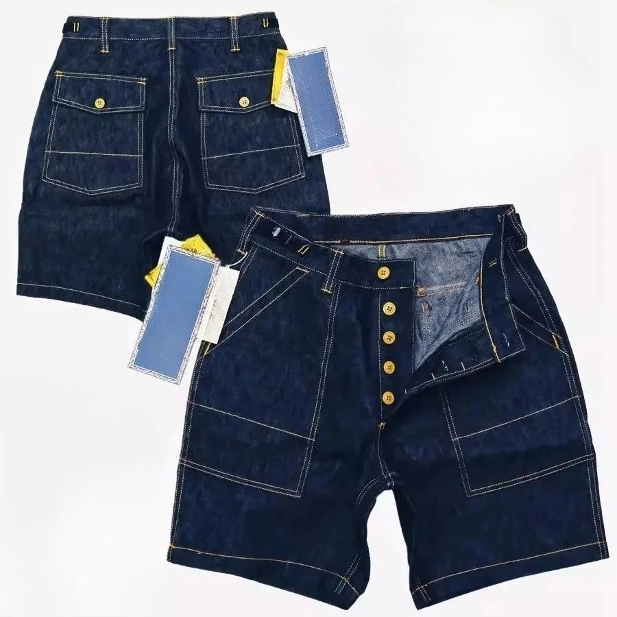 2026 New FREEWRS Retro Workwear SIDEWER30-40s Indigo Denim Rattlesnake Men's Shorts!