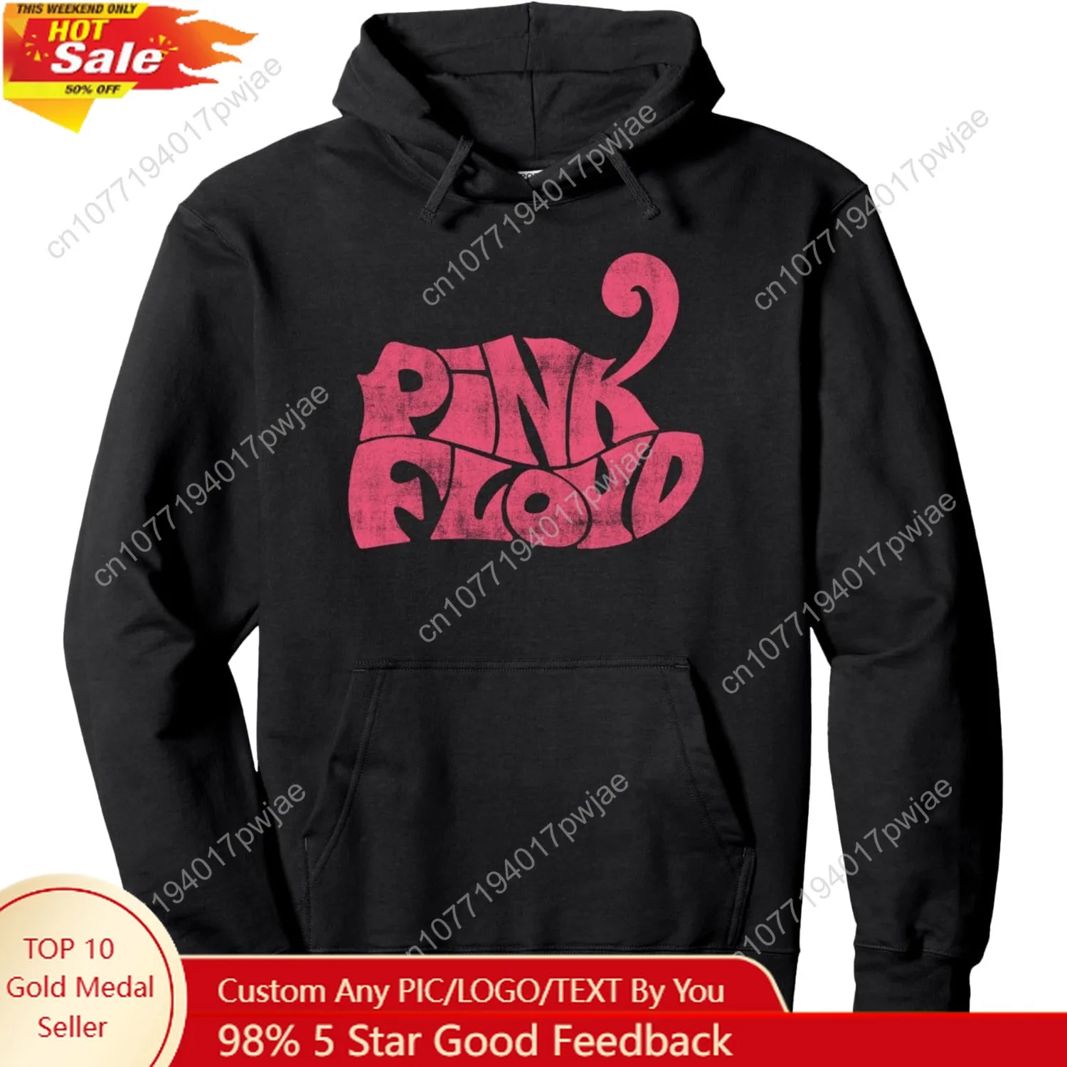Pink Floyd Rock Band Retro Logo Pullover Hoodie