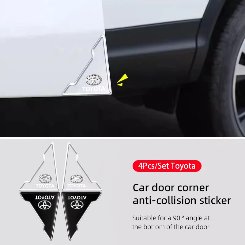 4Pcs Car Door Corner Cover Anti-Scratch Protection Stickers For Toyota 86 Mirai Supra Prado Alphard Vellfire Crown Sequoia Venza