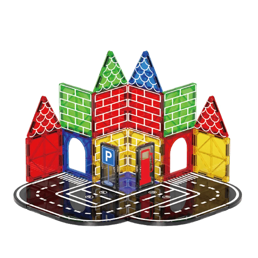 Magnetic Building Blocks set with car assembly toys Magnetic Montessori Educational Game Toys for Kids Boys Girls Gifts