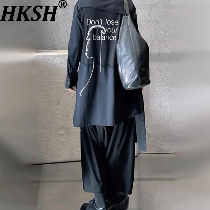

HKSH Spring Summer New Men Tide Dark Yamamoto Style Irregular Flowery Print Shirt Embroidery Shirts Gothic Chic Ins Tops HK20410