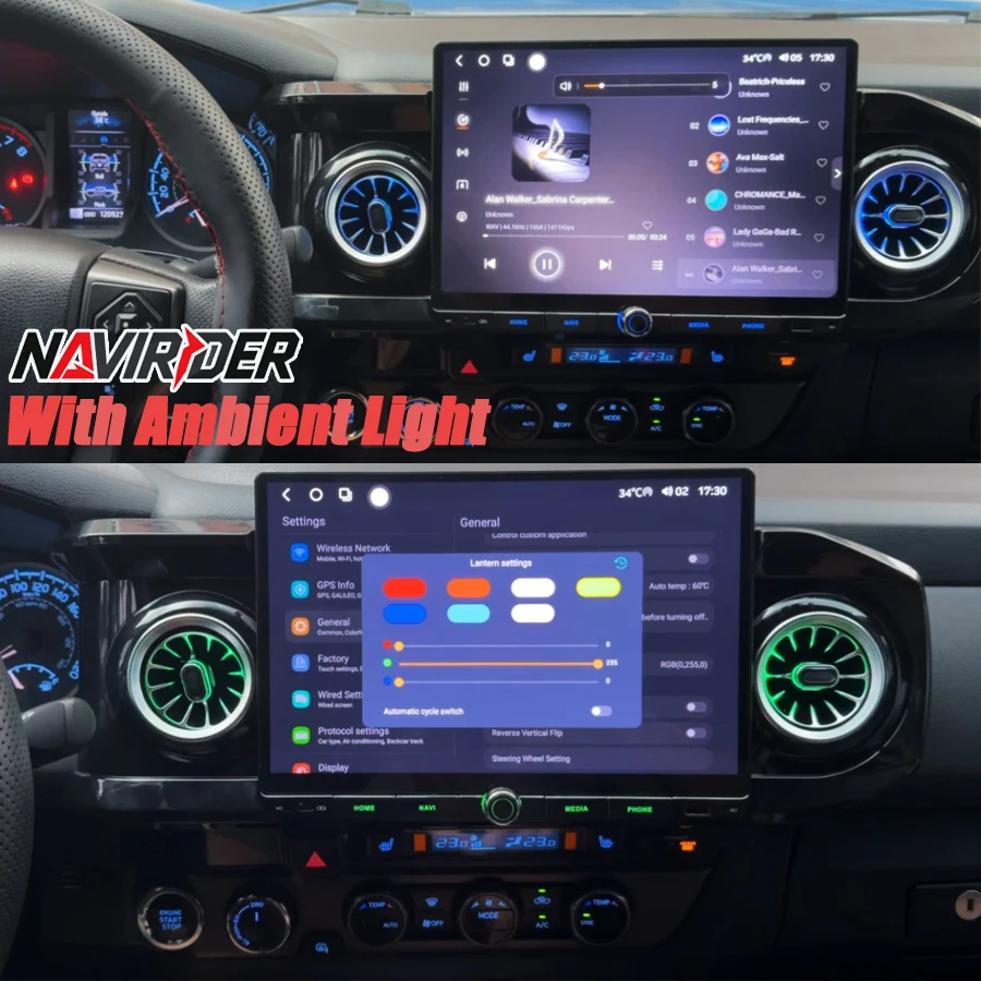 For Toyota Tacoma 2016‑2023 LED Car Radio Wireless Carplay With Ambient Light 12.5