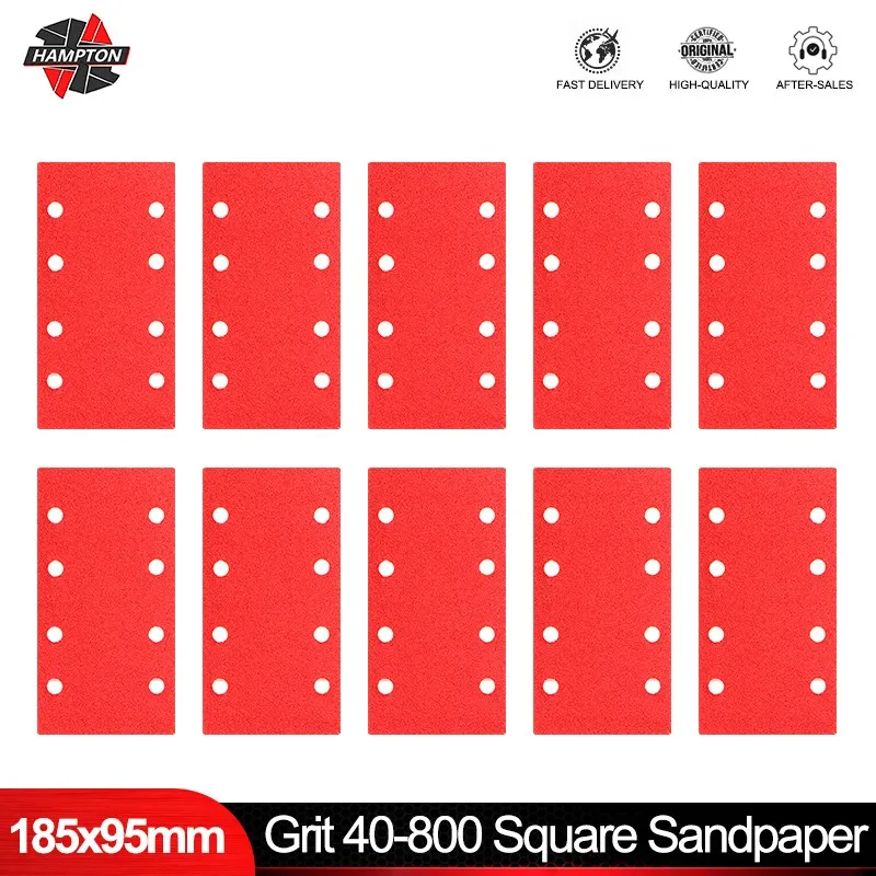 10PCS Square Sandpaper 8 Holes 40-800 Grit Abrasive Disc for Wood Metel Polishing Tools Grinding Accessories