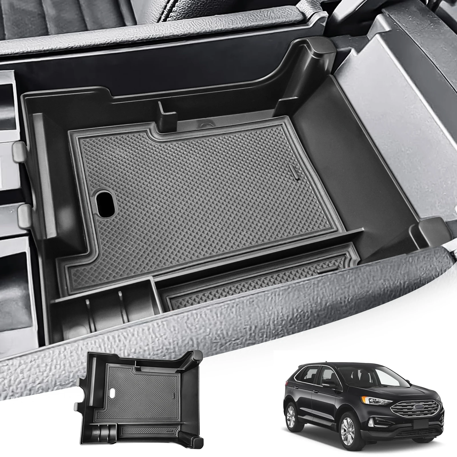 SixthSmoy Center Console Tray For Ford Edge 2021 2022 2023 2024 Car Box Organizer Armrest Storage Box Insert Tray Accessories