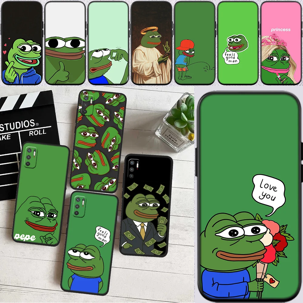 Coque de téléphone motif grenouilles de dessin animé P-Pepes pour OPPO A40 A60 A80 A15 A16 A12 A17 A54 A54S A53 A53S A55 A56 A57 A98 F23 A6 A6T Pro