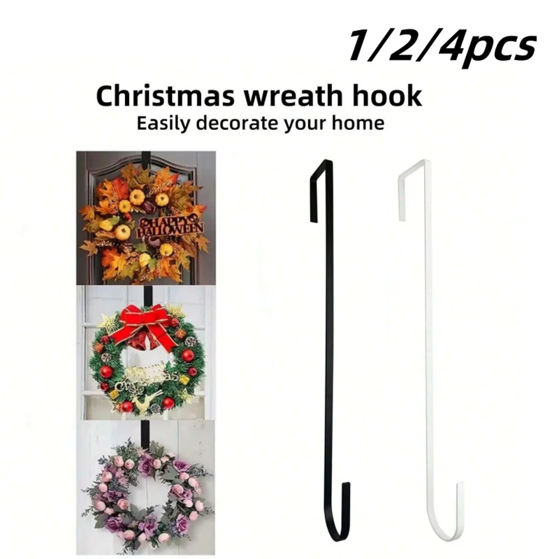 Christmas Floral Wreath Hanger Over The Door Nail-free Resuable Door Hanging Hook Xmas Easter Storage Wreath Hanger 1/2/4PC