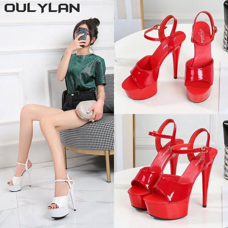 Oulylan 15 CM High Heels Sexy Platform Color Sandals Girls Shoe for Party  High Heeled Sandals for Lady Women Sexy Show Sandals