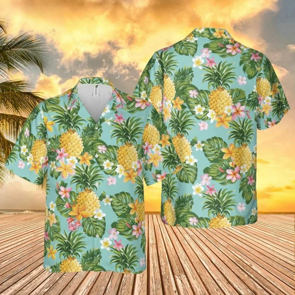

Hip Hop Pineapple Fruit Hawaiian Shirts 3D Print Men Fashion Blouses Casual Beach Camisas Summer Men's Vocation Lapel Y2k Shirts