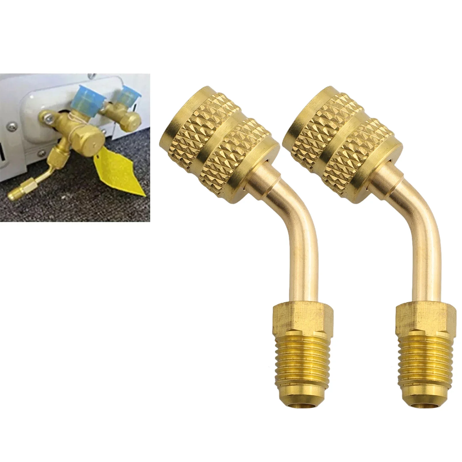 

2pcs R410A Adapter 5/16" SAE Female Quick Couplers To 1/4" SAE Male Flare Brass Conversion Head Air Conditioned Tool