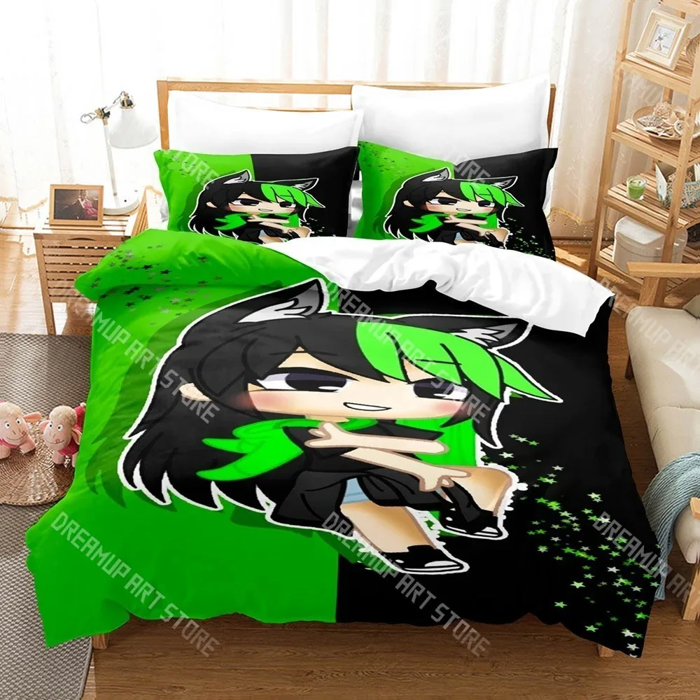 3D Printed Gacha Life Game Bedding Set for Boys Girls Duvet Cover Pillowcase Twin Queen King Full Single Double Sizes