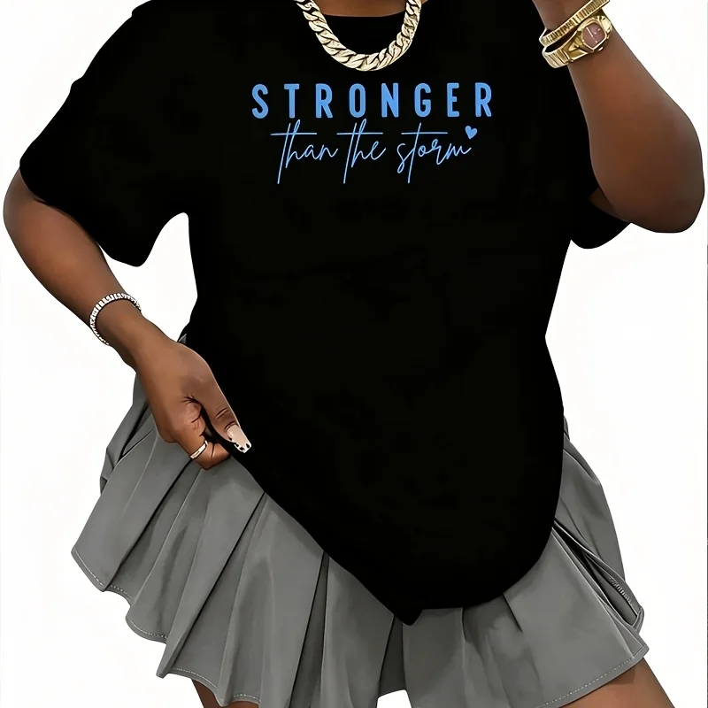 Stronger Women's 100% Cotton T-Shirt Fun Print Short Sleeve Top Casual Round Neck Tee S-5Xl