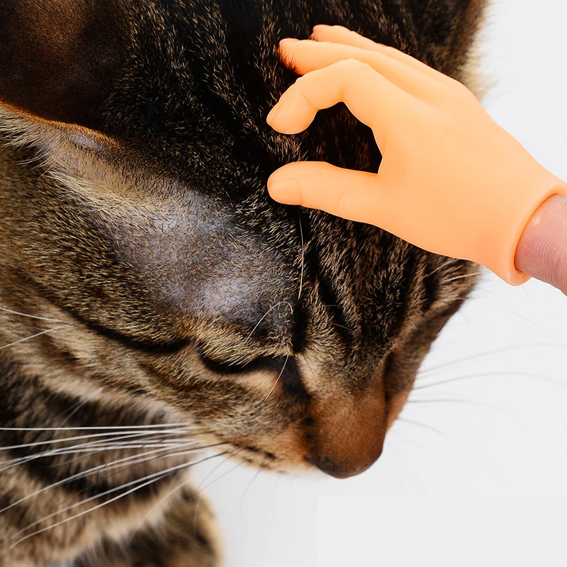 Guantes de dedo de plástico para gatos, mano falsa humana, juguetes interactivos para gatos, juguetes para perros, mano pequeña, suministros para mascotas