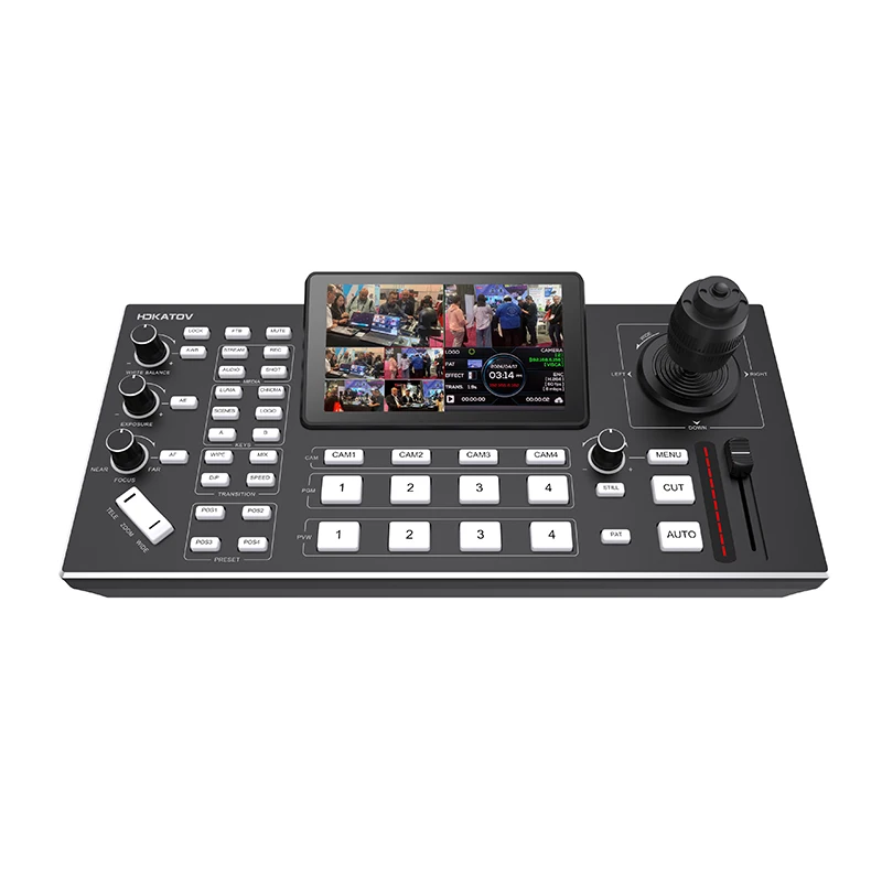 5.5 Inch FHD LCD 4-Channels Live Streaming Video Switcher With PTZ Control & Chroma/Luma Key for Diverse Scenarios