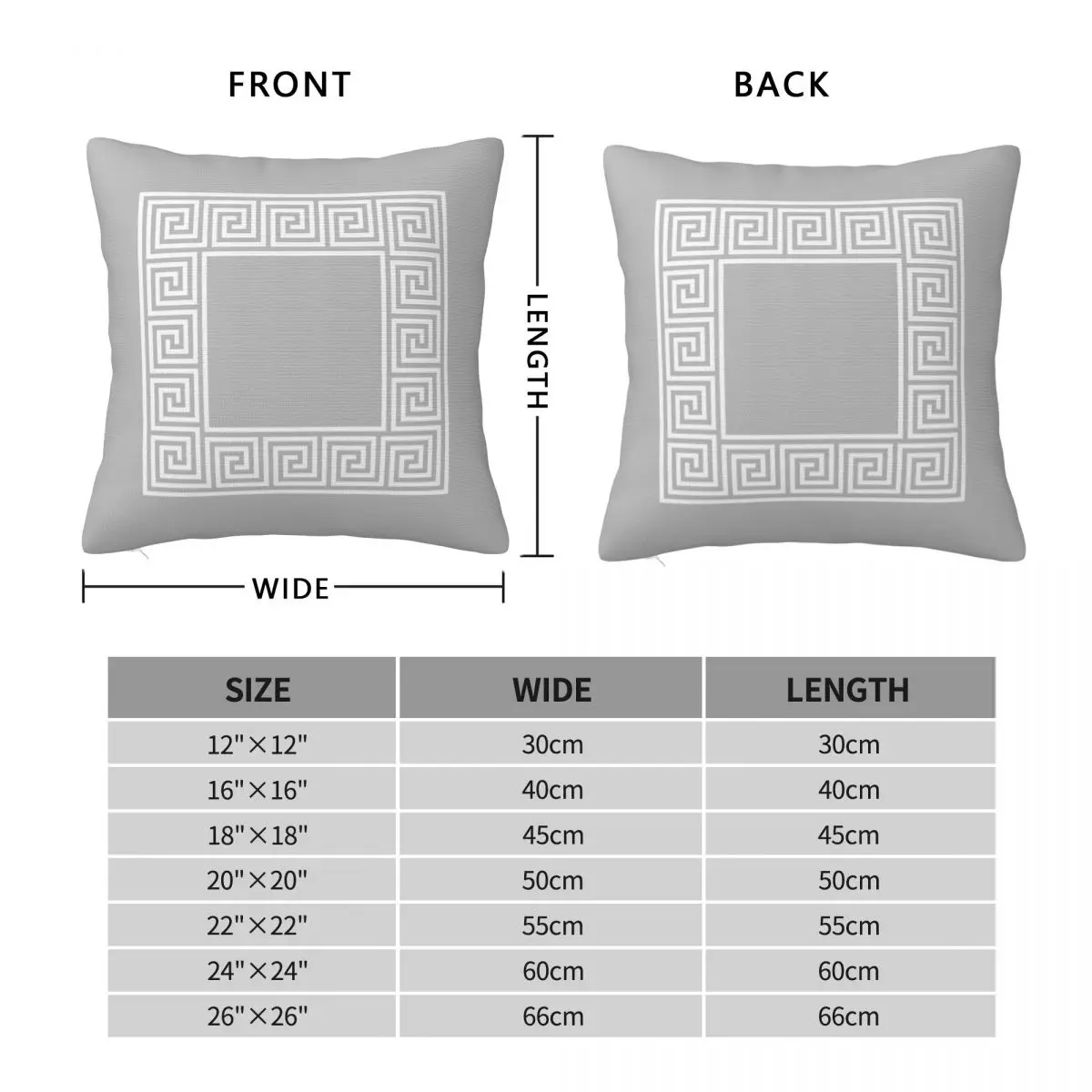 Silver Gray Greek Key Meander Pillowcase Polyester Linen Velvet Printed Zip Decorative Throw Pillow Case Car Cushion Cover 18