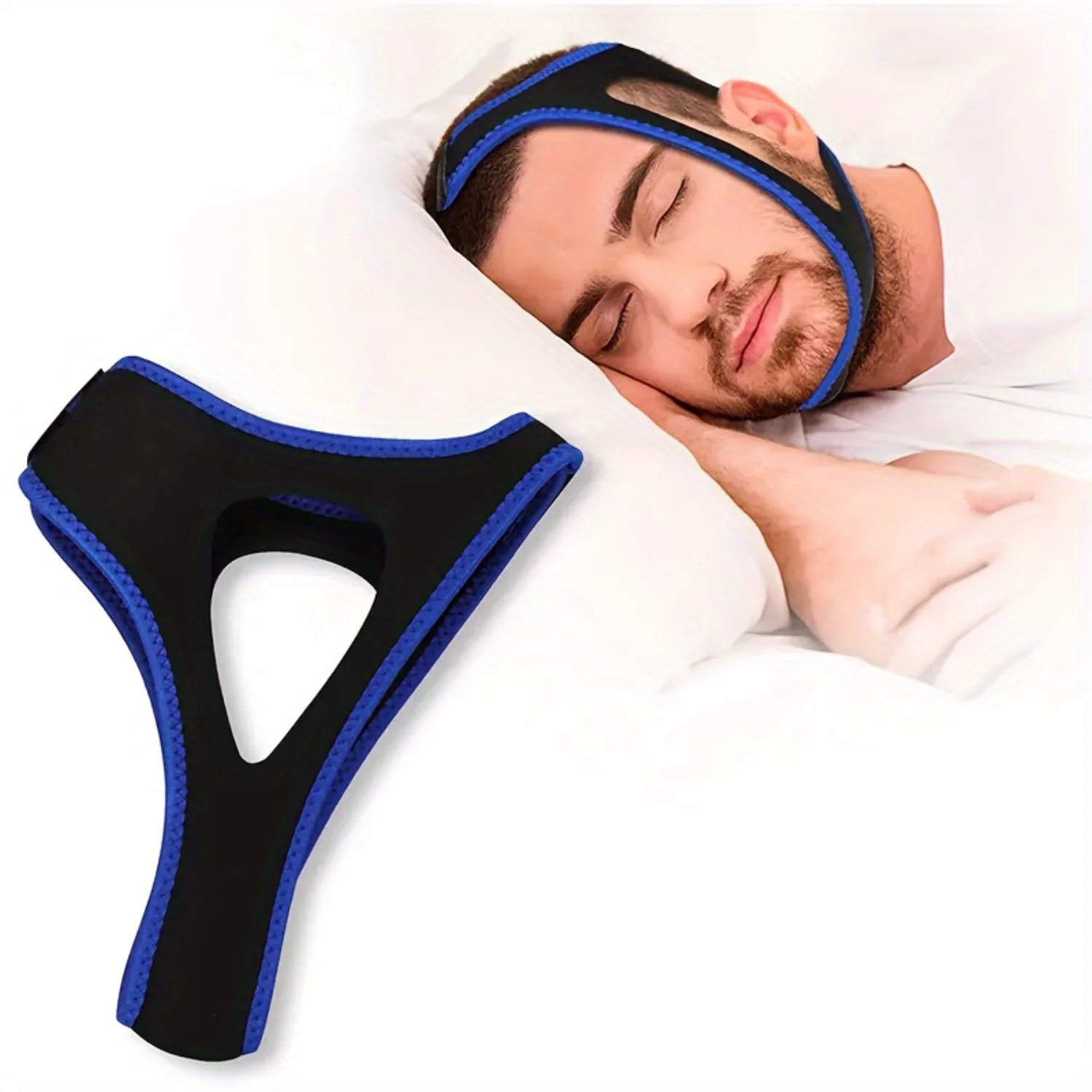 1pc Adjustable Triangular Chin Strap Mouth Breathing Prevention Jaw Support Anti-Snoring Band Facial Lifting Tool For Sleep Enha