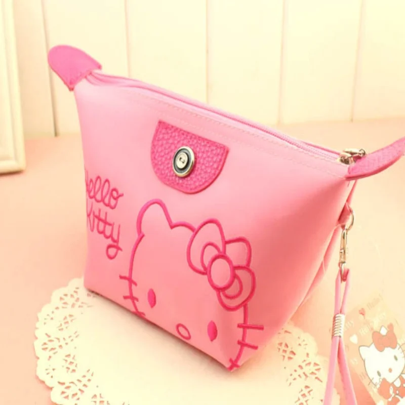 Sanrio Anime Makeup Bag kawaii HelloKitty Cartoon Y2K Girls Storage Bag Cartoon Kawaii Large Capacity Waterproof PU Handbag Gift