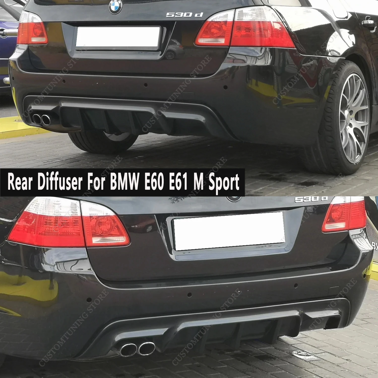Do BMW E60 E61 M Performance Style Gloss Black Tylny dyfuzor serii 5 M Pack 2004-2010 Tylny zderzak Dyfuzor Splitter Bodykits
