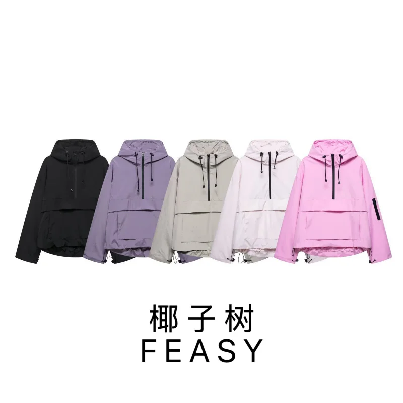 

ZAAliExpress European and American Style Women's Clothing Wholesale Casual Sports Style Hooded Jacket Top Windbreaker Coat