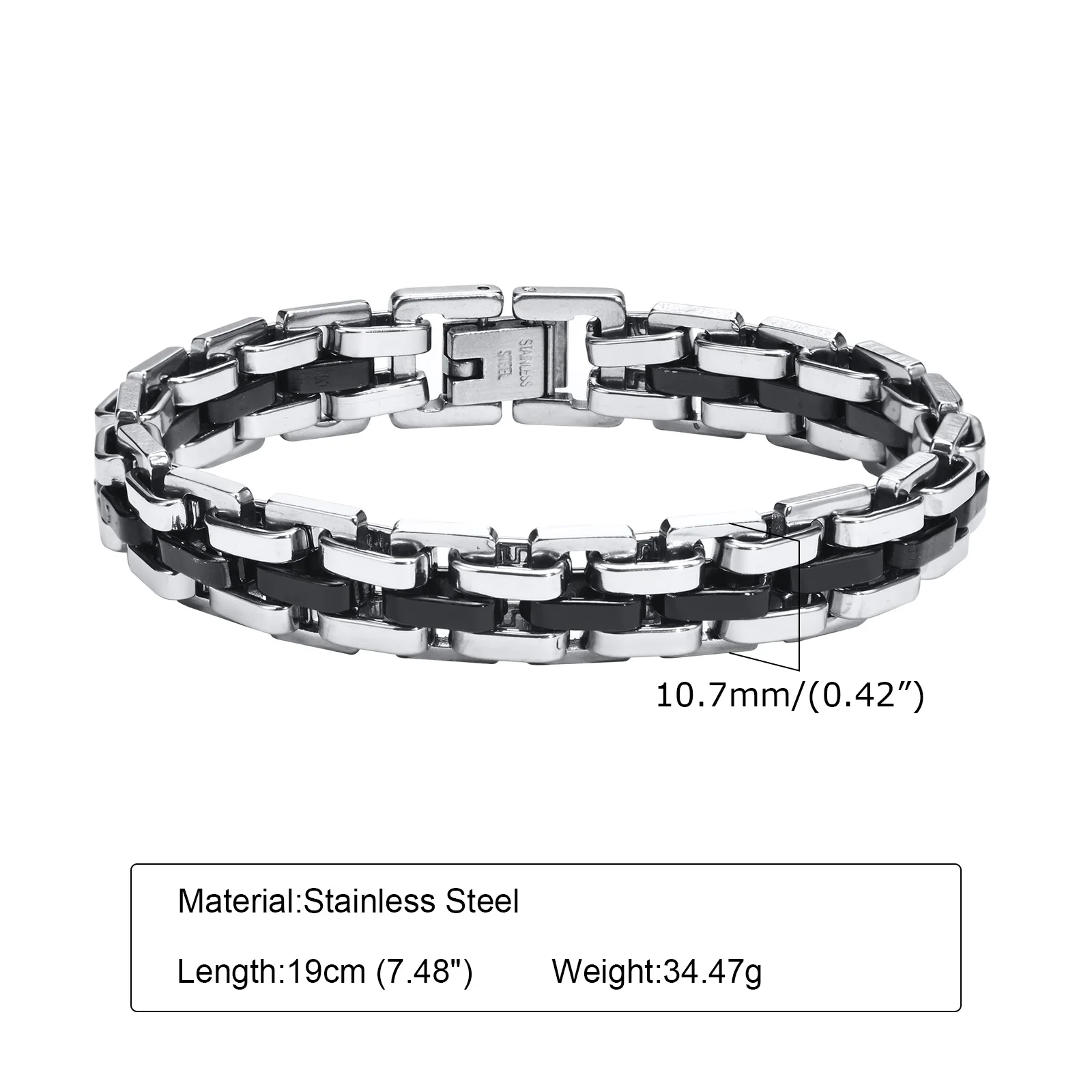 Gents Bracelet for Men, Two Tone Stainless Steel Bracelet, Men Jewelry