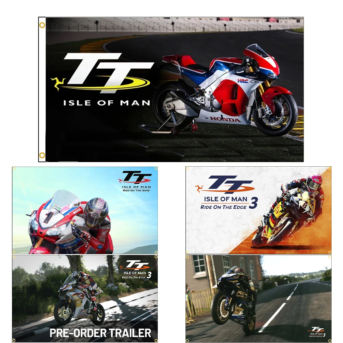 FLAGDOM 90x150cm moto TT Isle of Man bandiera poliestere stampato auto da corsa Banner per la decorazione