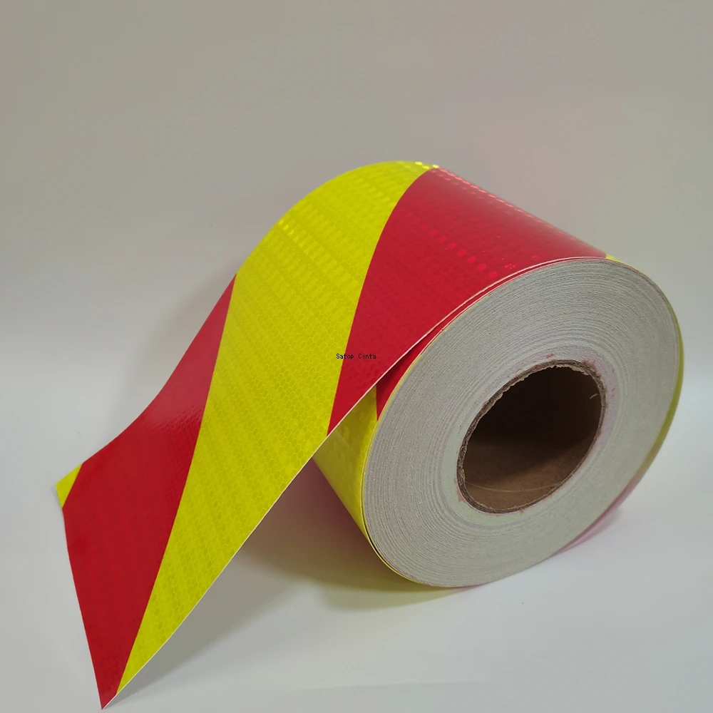 15cm*5m Twill Reflective Material Fluorescent Yellow-Red Tape Waterproof High Visibility Adhesive Warning Reflectors Car Sticker