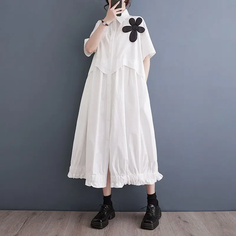 ربيع خمر كم طويل مطوي 2025 المرأة قميص فستان التلبيب الرقبة عطلة ماكسي رداء عادية الصلبة العمل فيستدو رداء طويل Wh54