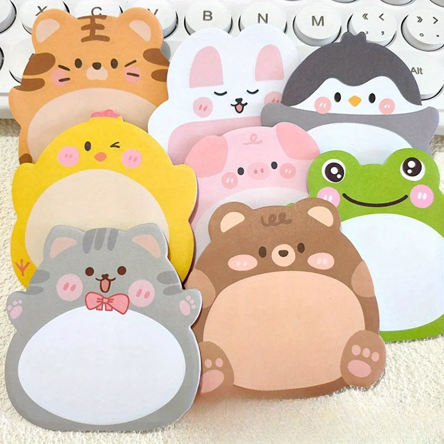 8 Pack Cute Korean Cartoon Animal Sticky Notes, 160 Sheets, Standing Animal Notepads, Classroom Rewards & Gifts