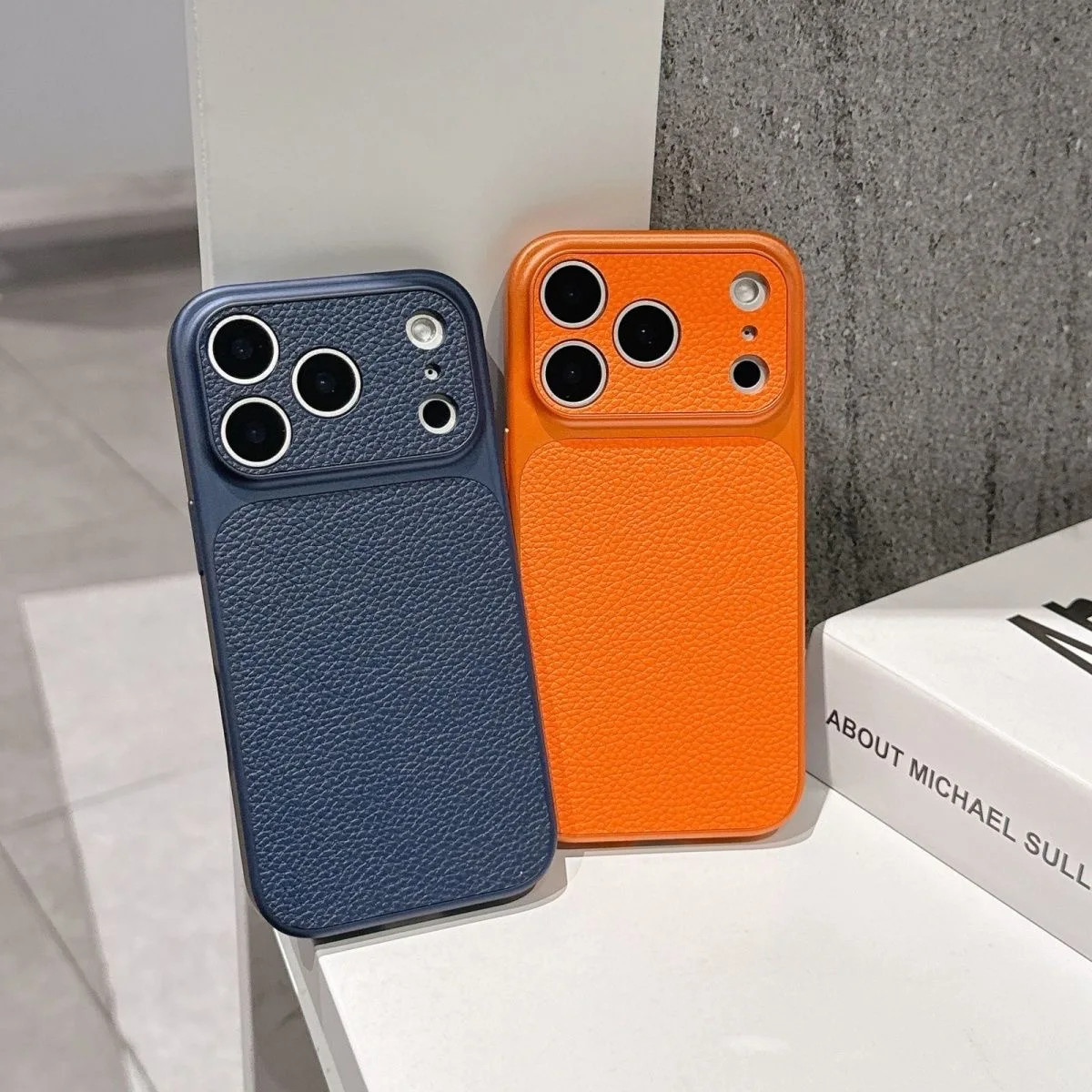 Etui na telefon z prawdziwej skóry o wyglądzie naturalnym, w jednolitym kolorze, odporne na zarysowania i wstrząsy, ochronne etui na iPhone 17 Pro Max / 16 / 15 / 14 / 13 — zdjęcie produktu 5
