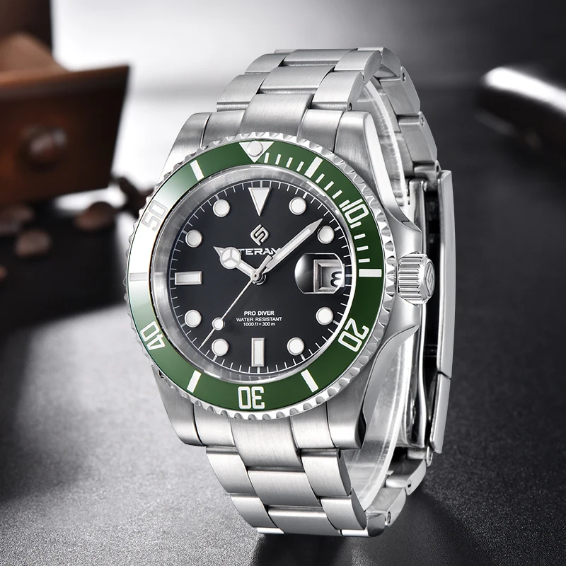 TERAMI Ceramic Bezel ​Mechanical Watch Luxury Sapphire Crystal NH35 Waterproof Mens Wristwatch Auto Date 3C Lume reloj hombre view 3