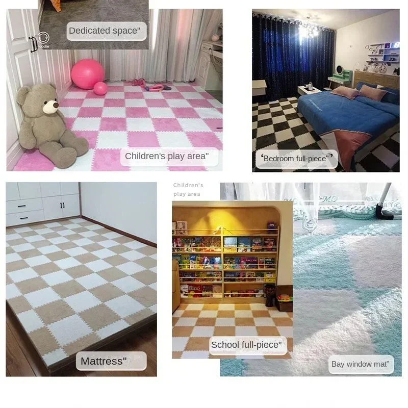 New Plush Carpet Bedroom Splicing Square Thickened Floor Mat Living Room Large Area Full Bed Carpet Balcony Mat Rugs for Bedroom