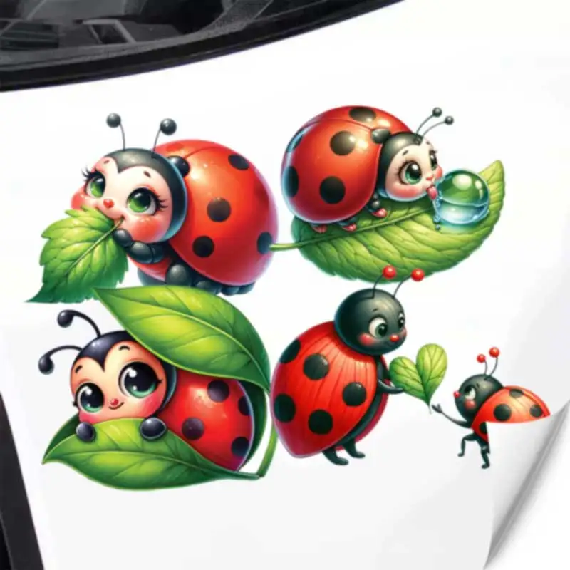 Ladybug Leaf Vinyl Decal Waterproof Car Sticker for Window Motorcycle Bumper Laptop - Durable Laptop Decoration HE162